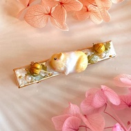 可客製化天竺鼠軟陶淡水珍珠永生花髮夾