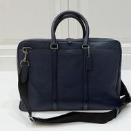 《仙闆名牌精品》 Coach Metropolitan Slim Brief 藍色 鵝卵石紋皮革 公事包 電腦包 公文包 手提包 斜背包