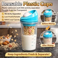 🔥COD💥【Nutritious Breakfast Cup】Portable Dry And Wet Separation Plastic Cereal Cup Reusable Transpare