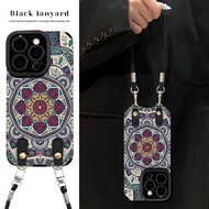 Suitable for 16promax Phone Case iPhone15/14 Mandala Ethnic Style Lanyard 13/12 Pupil Eye Sheepskin 