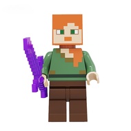 ของเล่นเด็กหุ่นบล็อกตัวต่อขนาดเล็กเกม Minecraft Steve Alex