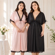 Baju tidur borong bersaiz besar Piyama bersaiz besar untuk wanita, baju tidur lengan pendek tidak lu