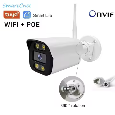 POE WiFi Onvif Tuya Smart Life HD 1080P Waterproof Outdoor IP Camera P2P Security Bullet CCTV Survei
