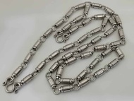 6mm Thickness Stainless Steel Double Hangers Short Tubes Link Chain Amulet Necklace L76cm.