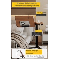 Foldable Bedside Table Flip Top & Mobile Lazy Dining Living Room Side Desk High-Density Bamboo & Ste