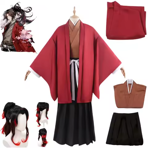 Tsugikuni Yoriichi Cosplay Costume Anime Demon Slayer Coser Halloween Carnival Red Uniforms for Hand