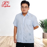 Áo sơ mi nam trung niên mùa hè tay ngắn, big size hiệu Amazing, hoạ tiết chữ thọ, màu sắc trang nhã
