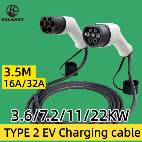 3.5M Type2 Male to Type2 famale Portable EV Charging Extend Cable 3.6 7.2 11 22KW 1p 3p Electric Car