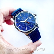 WMNP Seiko Mod True GMT Watch GS Grand Seiko 40mm and Seiko NH34 Movement Blue Ripple Dial