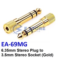 6.35mm Plug to 3.5mm Stereo Socket Adaptor Audio Jack Converter Adaptor - EA-69MG