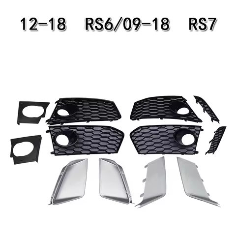 Auto Front Lower Bumper Fog Light Grille Grill Cover Frame Only for Auto RS6 RS7 Front Grill Upgrade