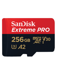 SanDisk Extreme Pro microSDXC SQXCD 256GB V30 U3 C10 A2 UHS-I 200MB/s R 140MB/s W 4x6 SD adaptor Lif