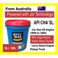 Optimax [Australia Jet Tech] Engine Oil 20w50 18L (18Liter)/ 4Liter  API CH4/SL Minyak Hitam 20w50