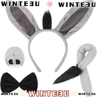 WINTE3U 4PCS Donkey Costume Set, Tail Nose Bow Tie Donkey Headband,  Animal Funny Donkey Ears Headba