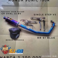 Knalpot Sj88 Sonic 150R Paket Ub V3 Single Step Tipe Rr S1 Blue Gp