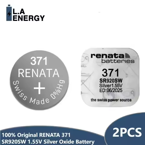 2PCS RENATA Silver Oxide Watch Battery 371 SR920SW 920 1.55V 100% 371 Renata 920 Batteries