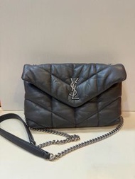 YSL 聖羅蘭 puffer雲朵包mini 高級灰銀扣鏈條包