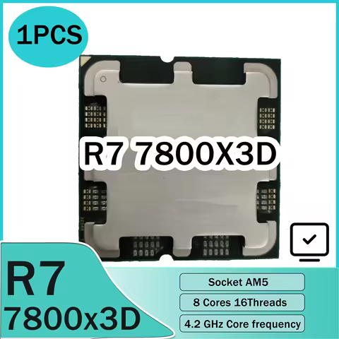 1PCS Used R7 7800X3D Gaming Processor, 8 Cores, 5.0GHz, 104MB Cache (3D V-Cache), AM5 Socket, World'