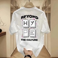 Men Fashions T-shirt Cotton Oversized HYPE Classic Mahjong Pattern Print Loose Casual Unisex Short S