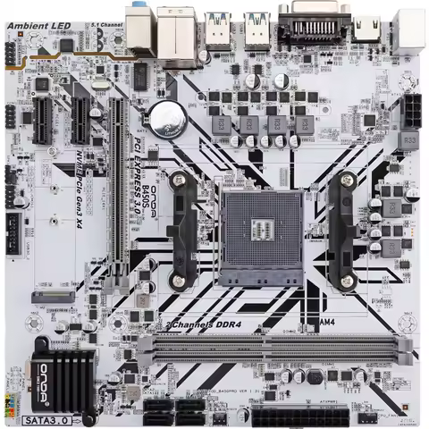ONDA B450S-W Mainboard Support AMD B450/Socket AM4 Ryzen 1-5 Generation Processor Entertainment Offi