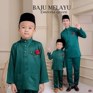 Baju Melayu Pearl Skin Ayah Anak | Baju Melayu Hijau Emerald | Baju Melayu Emerald Green | Baju Mela