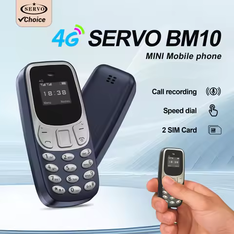 SERVO BM10 4G Mini Button Function Phone Speed Dial Auto Call Recorder Blacklist 2 SIM Small Mobile 