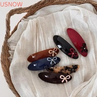 USNOW Curved Ellipse Hairpins, Vintage Colorful Bow Sweet Elliptical Acetate Hair Clips, Headwear La
