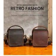 Crazy hourse genuine cowhide men's shoulder bag