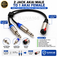 Akai 6.5mm Stereo Female Jack Cable To 2 Akai 6.5mm Male Jack Cable 50Cm-10Mtr