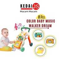 Colourful Baby Music Walker Dream with Drawing Board Piano Sleep Song Toys for Early Walk Learning