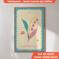 Tranh treo tường Lily of The Valley Flower Colorful May Birth Month Poster Nursery Room Decor tặng k