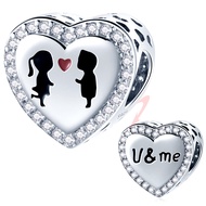 925 Sterling Silver Valentines Day Charms Heart Charms, I Love You to The Moon and Back Pendant, Cup