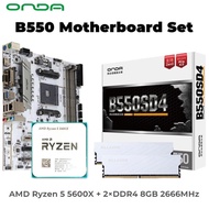 ONDA B550 Motherboard Kit With Ryzen 5 5600X CPU Processor DDR4 16GB(2*8GB) 2666Mhz Memory AM4 B550M Set