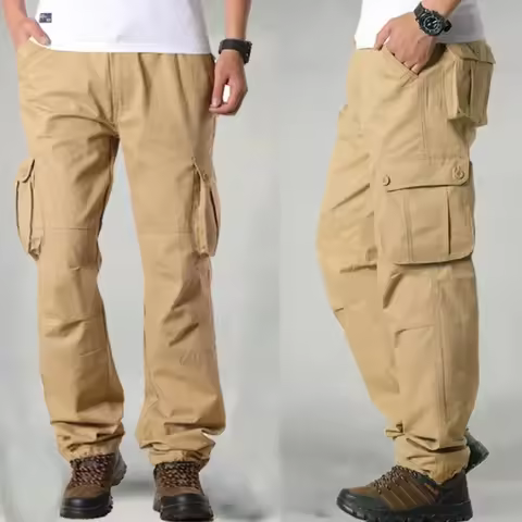 New Pants Male Camo Jogger Plus Size 44 Cotton Trousers Many Pocket Zip Style Army Camouflage Black 
