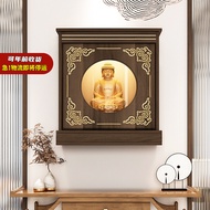 BW-6💚Nine Dust Buddha Shrine Altar Altar Wall-Mounted Cabinet with Door God of Wealth Home New Chinese Buddha Statue Gua