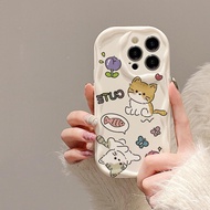 Cute cat case cartoon sticker Korean style phone case for Samsung A315F S21 Plus A52S 5G S24 Ultra