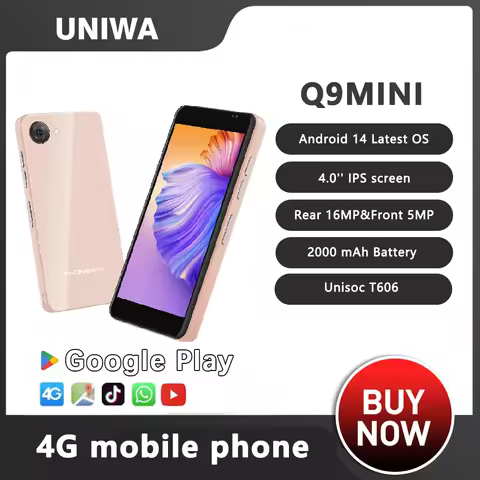 UNIWA Q9 Mini Phone4.0 Inch Ips Touch Screen Small Cell Phone 4g Android14 Small Smart Mobile Mini S