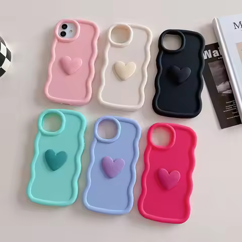 Cute 3D Love Heart Wave Silicone Phone Case For Huawei Y6 Y7 Y9 Prime 2018 Y7 2018 Y6P 2020 Y6S Y8S 