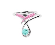 帕拉伊巴碧璽14k白金結婚戒指組合 水滴形求婚戒指 流星訂婚套裝