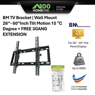 BM TV Bracket | Wall Mount 26“- 60”Inch Tilt Motion 15 °C Degree + FREE 3GANG EXTENSION BRK-BM2655TL