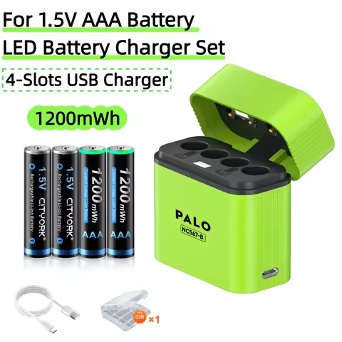 For 1.5V AAA Li-ion Rechargeable Battery Charger ,4-Slots LED USB Smart Charger With 1.5V AAA 1200mW