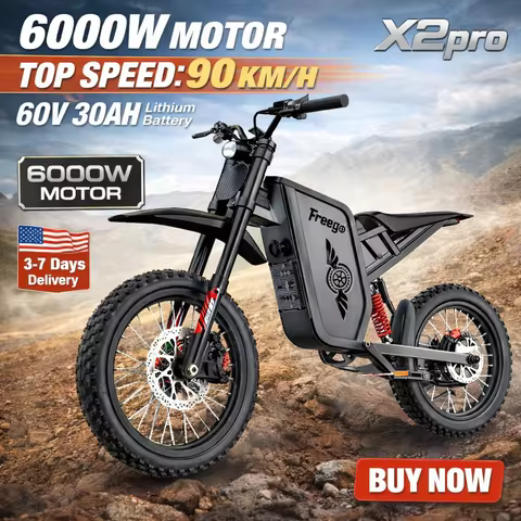 Freego X2 Pro Electric Motorcycle for Adults 6000W Motors 1800wh Lithium Battery 7 Speed 50MPH Off R