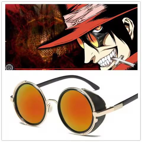Anime HELLSING Alucard Cosplay Glasses Vampire Hunter Orange Sunglasses Men Women Punk Glasses HELLS