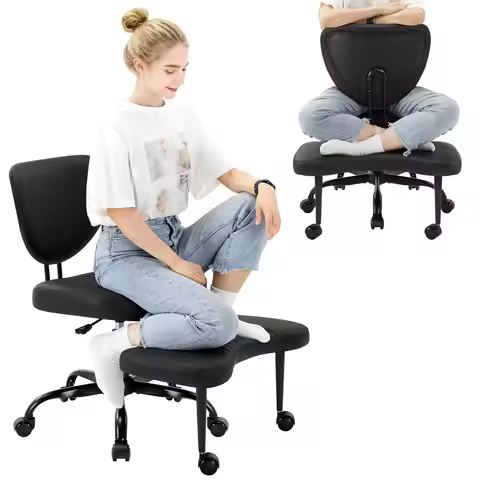 Cross Legged Office Chair Criss Cross Desk Chair For ADHD & Yoga 360° Swivel Meditation Chair With W