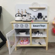 Rumah permainan kanak-kanak simulasi besar peralatan dapur memasak set dapur gadis kayu memotong bua