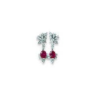 Total 2.32Ct Ruby and Natural diamond Drop Earring