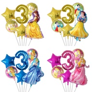 6pcs/set Princess Foil Balloons  Birthday Party Decorations Kids Ballon Baby Shower Aluminum Film Ba