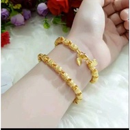 Bamboo barrel bracelet equivalent to 3 tribes, genuine 24k gold plated