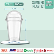 (SUMMER PLASTIC)[100PCS] GELAS BENING PLASTIC OVAL + TUTUP CEMBUNG 14oz 400ML | DESSERT CUP | DESSER