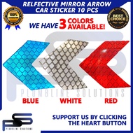 Reflective Mirror Arrow Car sticker Color: Blue / Red / White / Yellow 10 pcs per Order Car Sticker